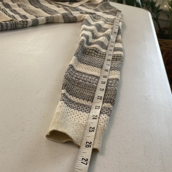 White House Black Market Striped Mix Stitch Sweater Jacket Cardigan Fringe Hem - Picture 14 of 16